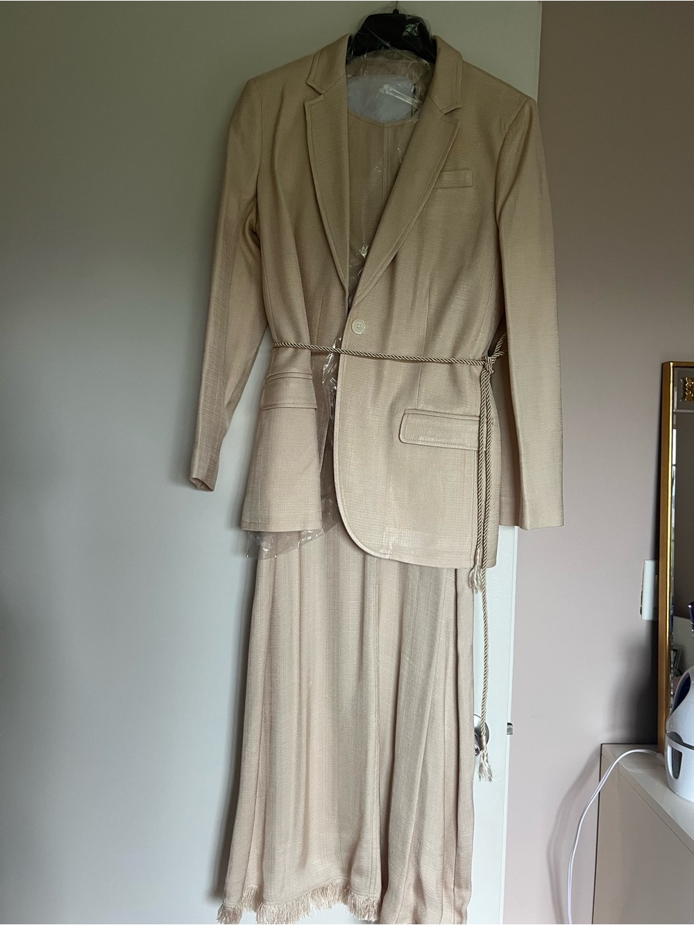 J. Crew Beige Two-Piece Blazer and long dress